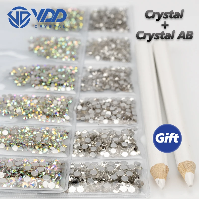 VDD Mix Size SS3-SS10 Nail Art vetro cristallo Strass Non Hotfix Flatback Glitter pietre Strass colorate accessori fai da te