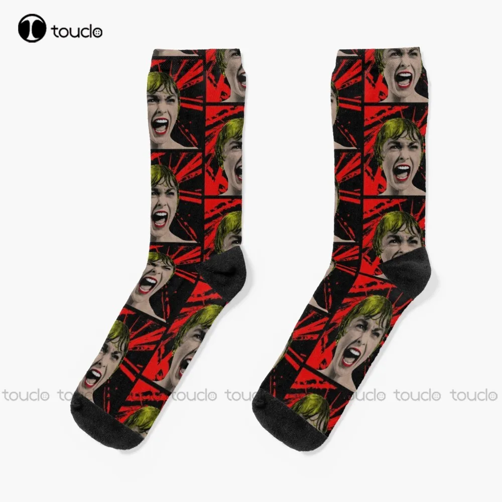 Psycho Pop Art Horror Scary Halloween Scream Socks Christmas Socks Thanksgiving Christmas New Year Gift Custom Hd High Quality