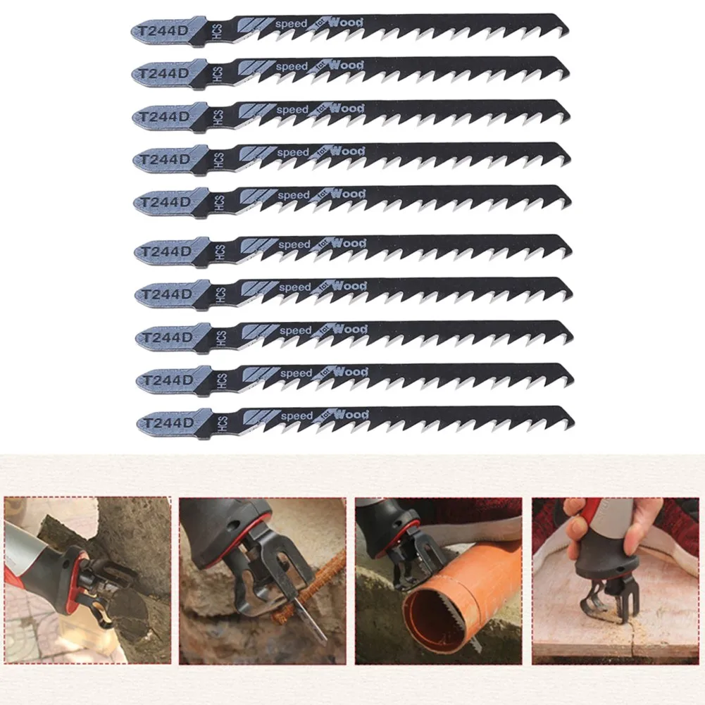 10 Stuks T244D HCS Decoupeerzaagbladen Koolstofstaal Messen Voor Houtbewerking Snijplank Plastic Fiber Power Tools Accessoires