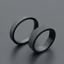 Bague en titane noir simple pour hommes et femmes, bijoux de doigt finis 256, alliances masculines, cadeau de couple, 3mm, 5mm