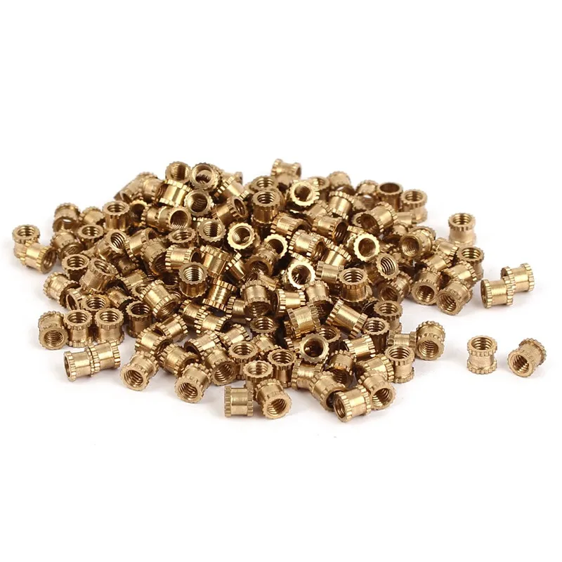 ABSF M3 x 3mm Female Thread Brass Knurled Threaded Insert Embedment Nuts 100PCS