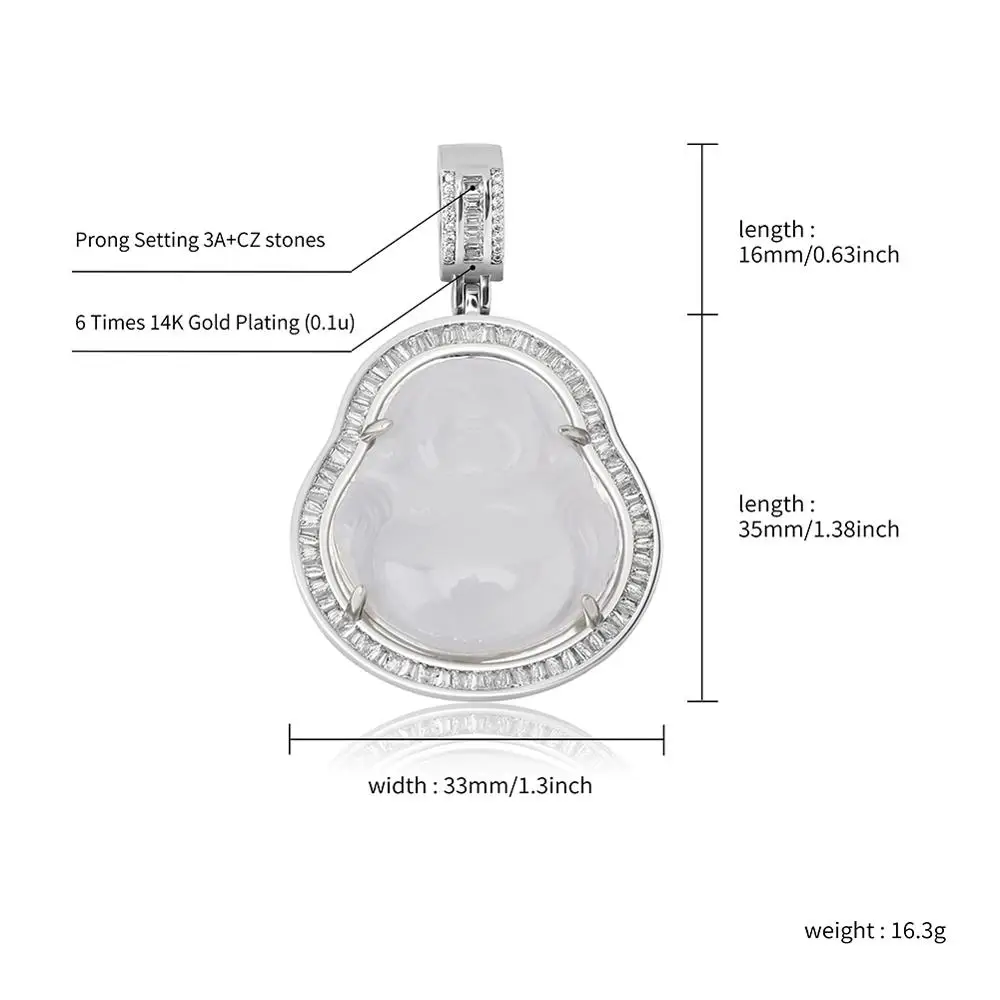 GUCY Blue Buddha Pendant With Baguette AAA Cubic Zircon Hiphop Necklace Tennis Chain Hip Hop Punk Jewelry