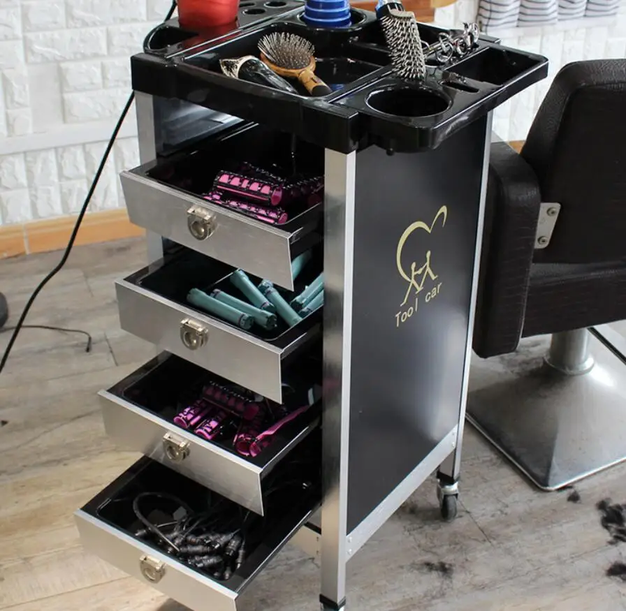 Beauty salon tool car with drawer type storage cabinet, mobile multi-function ironing and dyeing cart hairdresser