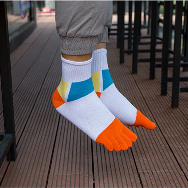 5 Pairs Mans Toe Socks Autumn Winter Thick Cotton Warm Sweat-absorbing Happy Sport 5 Finger Socks Male Fashions High Quality