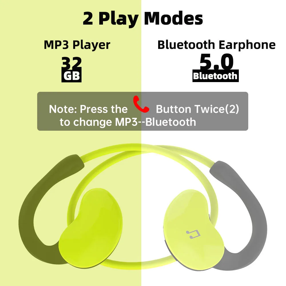 Arikasen sport MP3 Player headphone 32 GB Water Resistant bluetooth earphone 10 hours time wireless headset with micphone stereo