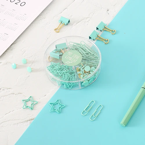 Imagen 2 del producto Clip de Metal de oro rosa de 75/26/170/caja, Clips de carpeta de cabeza grande, suministros de encuadernación de oficina, conjunto de combinación de papelería delicada H0478