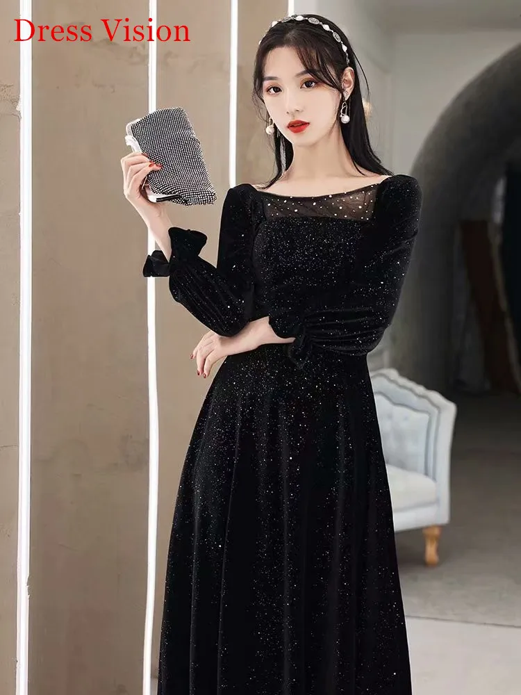 Neue Ankunft Schwarz Abendkleider Formal Robe De Soiree Prom Party Kleider платье вечернее Langen Ärmeln Kleid