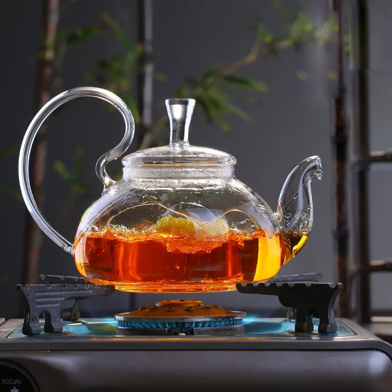 High Borosilicate Heat-resistant Glass Teapot Chinese Glass Teapots Household High Handle Transparent Flower Coffee Glass TeaPot