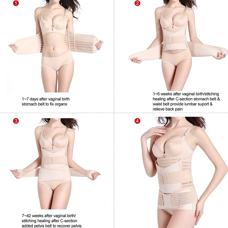 3 in 1 Postpartum Belly Belt Tummy Band Girdles Corset Body Shaper Strap Postnatal C-Section Waist Trainer Pelvis Wrap Shapewear