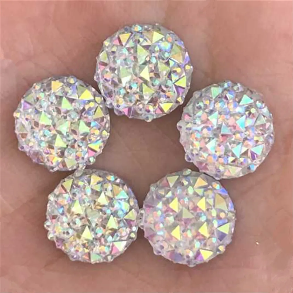 40PCS AB Resin 12mm Round Resin Flatback Rhinestone Scrapbook Crafts