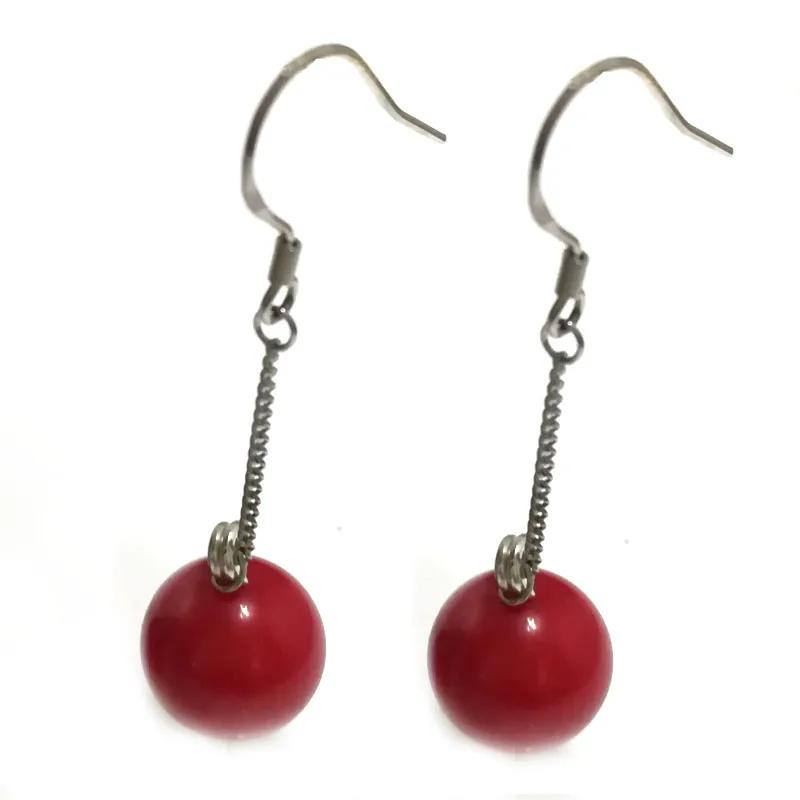 9-10mm Red Round Drop Facet Natural Coral Earring