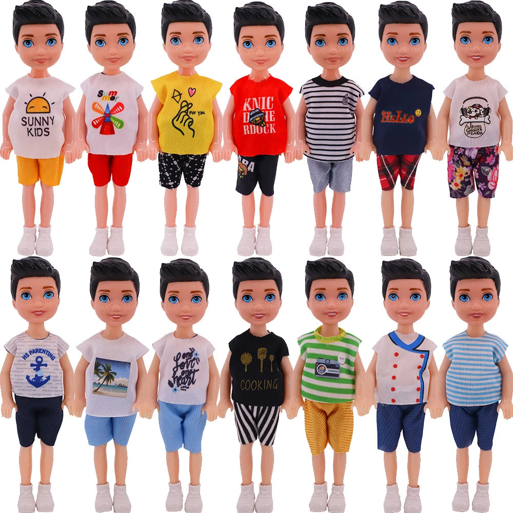 5 Inch Boy Doll Clothes Fashion T-shirts Shorts Casual Comfortable Outfit Fit 12-13 cm Doll,Our Generation Doll,Best Boy Toys