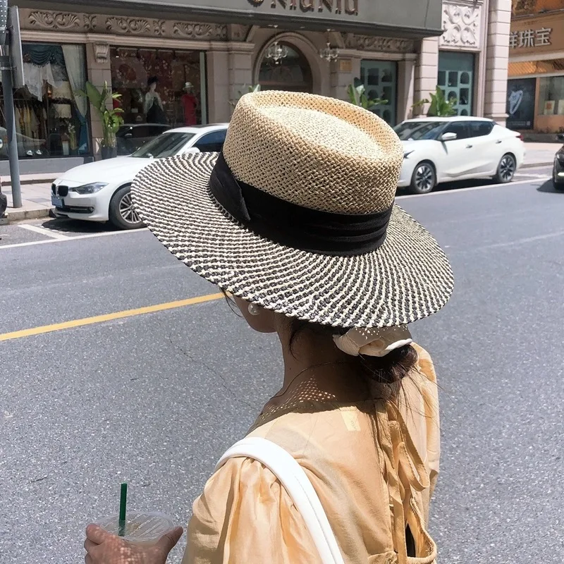 

Fashion Summer Chapeu Feminino Women Paper Straw Boater Sun Hats Fine Braid UPF50+ For Both Women Men Beach Panama Hat Flat Caps