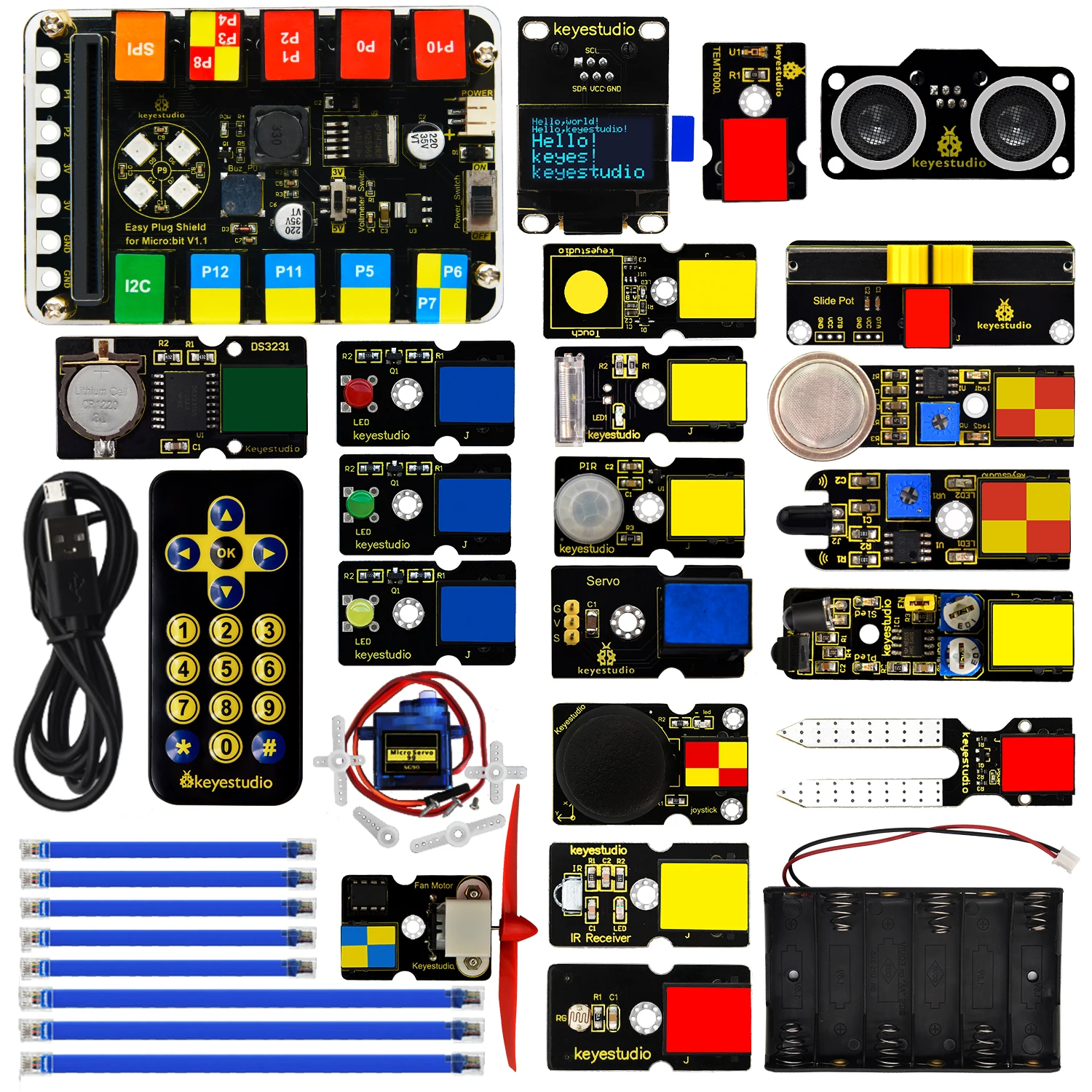 Keyestudio EASY Plug Ultimate Starter Kit for BBC Micro bit STEM EDU Learning Program Kit for Micro: bit Sensor Kit