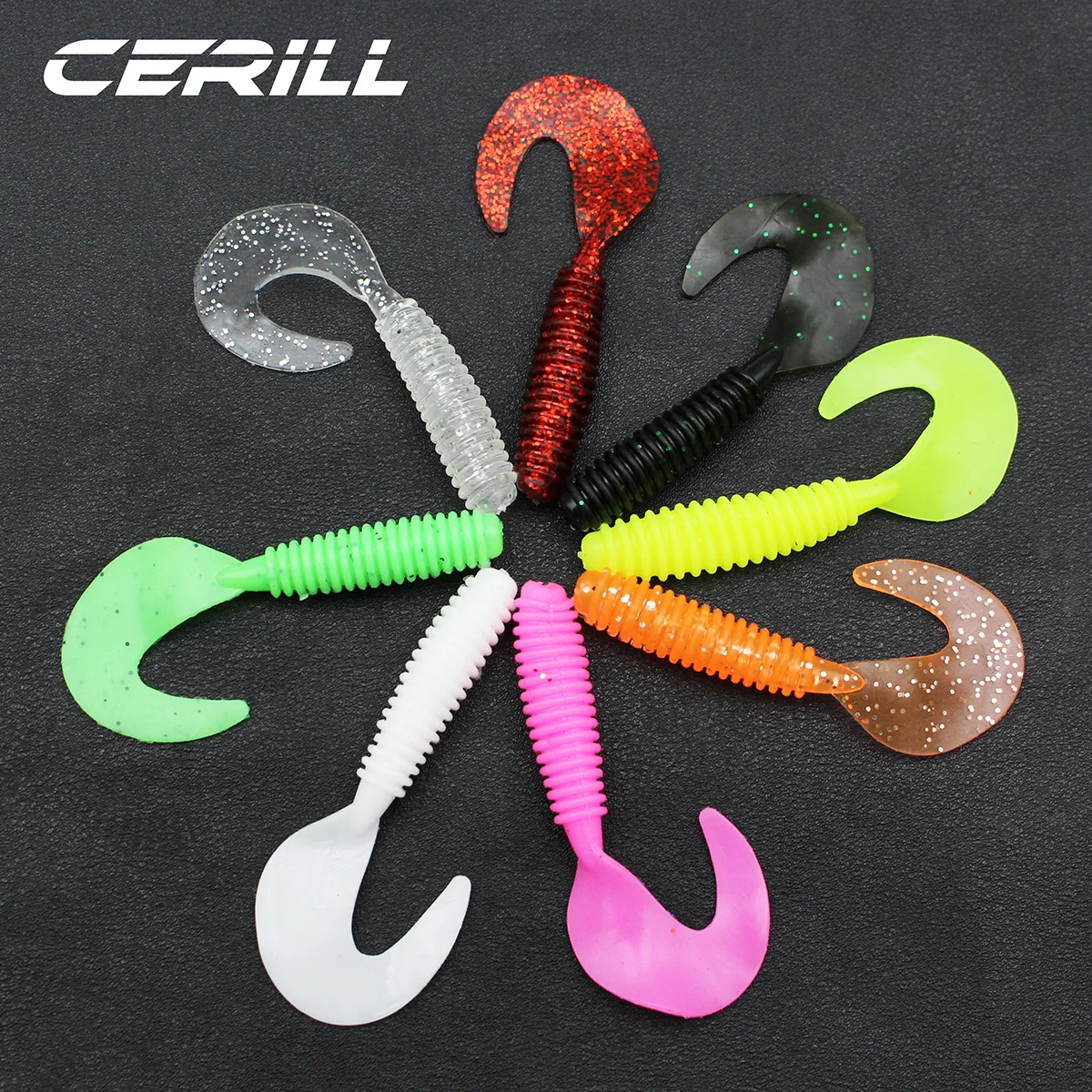 Cerill 30 PCS Volume Tail 75 mm 3 g Soft Fishing Lure Grub Bait Silicone Carp Bass Maggot Bionic Larva Jigging Wobbler  Swimbait