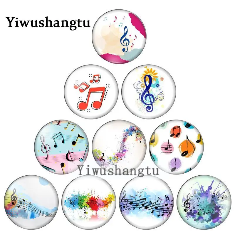 

Beautiful musical note image 10mm/12mm/18mm/20mm/25mm Round photo glass cabochon demo flat back Making findings ZB0543