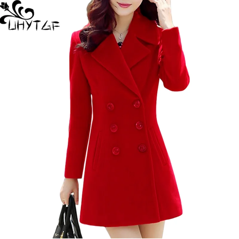 UHYTGF Oversized Coat Women Quality Imitation Cashmere Autumn Winter Wool Jacket Female Double-Breasted Slim Ladies Outwear 1164