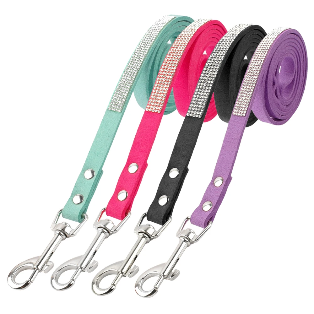 Rhinestone Dog Collar Bling Crystal Cat Dog Collars and Leash Set Pet Walking Leash Leads Adjustable For Small Medium Dogs