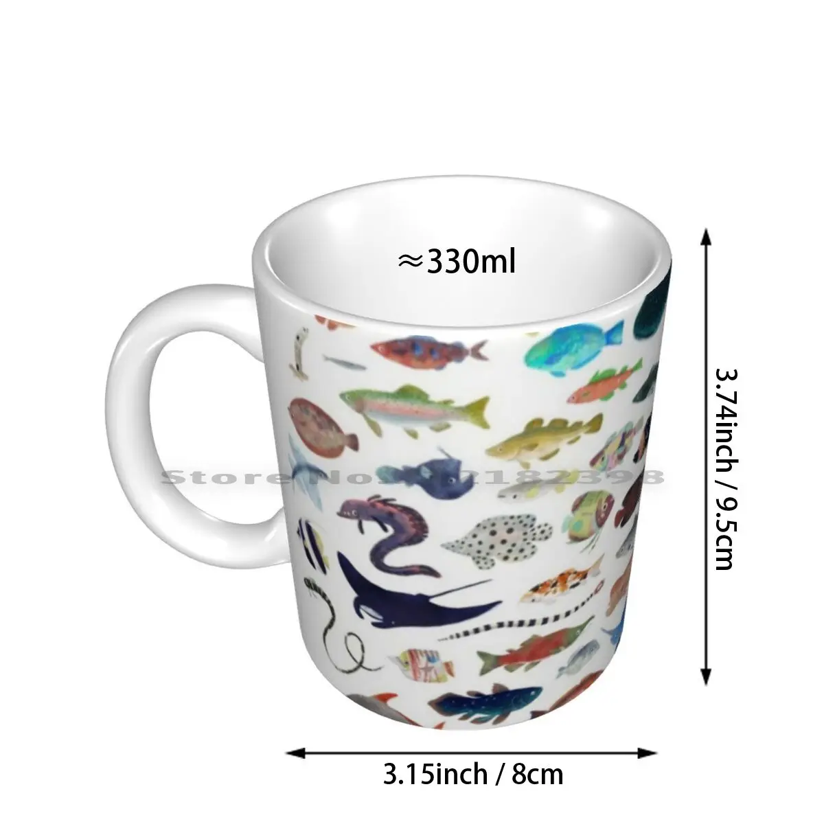 One Hundred Fish Ceramic Mugs Coffee Cups Milk Tea Mug Fish Marine Life Marine Science Marine Biology Ocean Life Ocean Sea