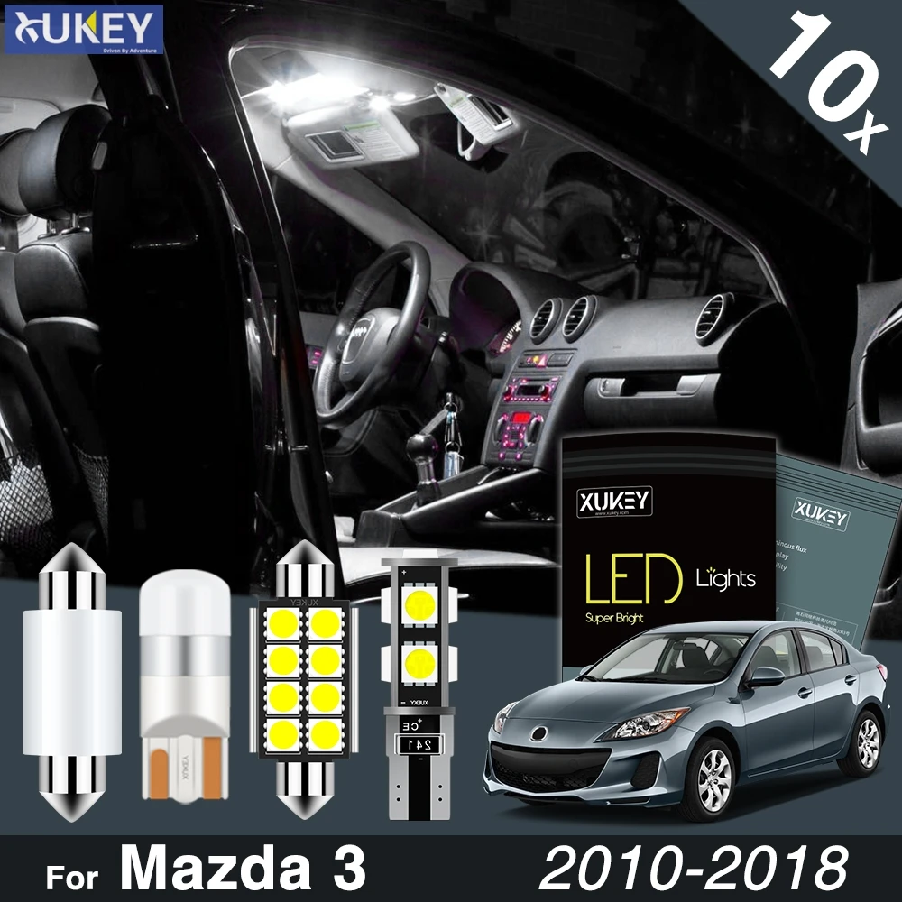 

Комплект светодиодного освещения Xukey 10x для салона для Mazda3 BL BM BN 2010-2018, лампы для номерного знака, лампы для чтения в багажнике, белого цвета, без ошибок в упаковке