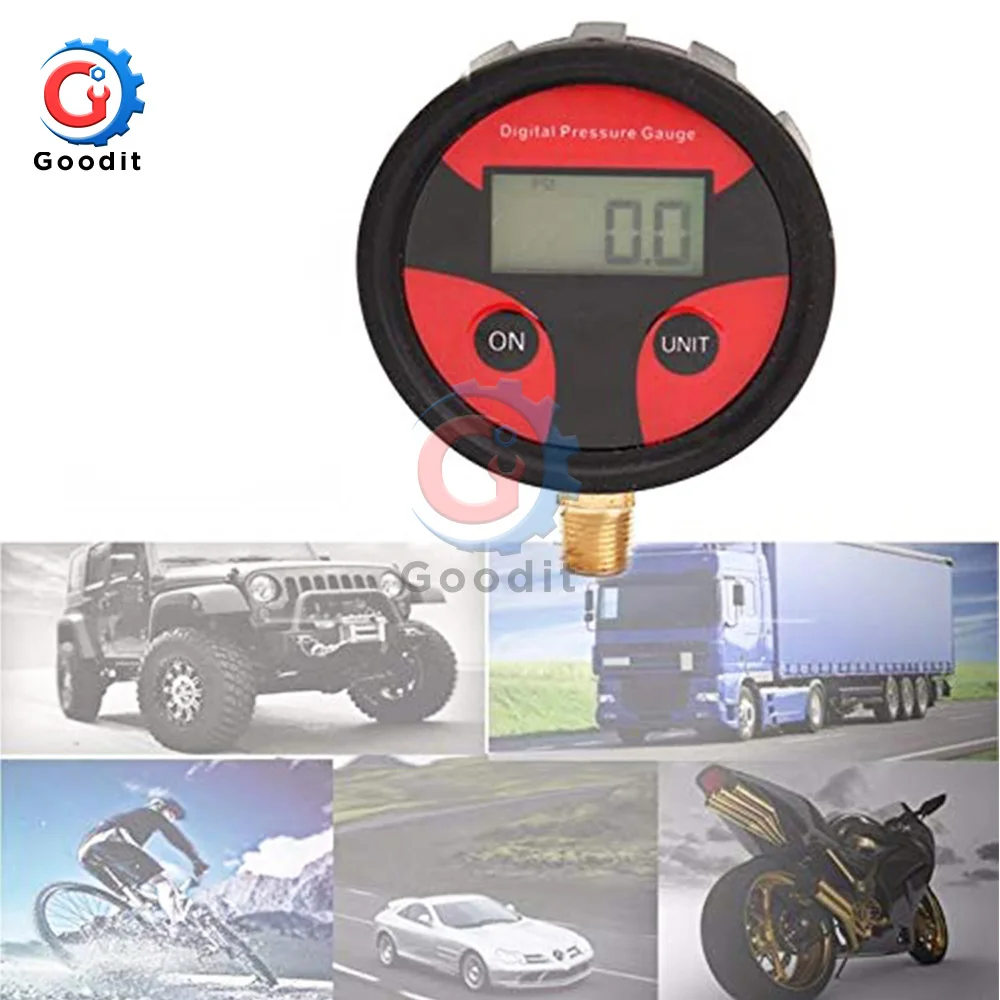 0-200PSI Air Pressure Gauge Dial Meter Tester Copper Rubber Digital Tire Pressure Gauge Tool for Car Truck Bike Auto Car Tyre