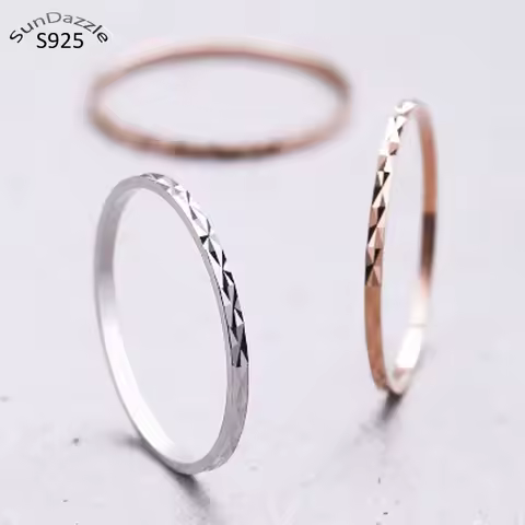 Genuine Real Pure Solid 925 Sterling Silver Rings for Women Jewelry Rose Gold Round Circle Female Finger Ring Bague