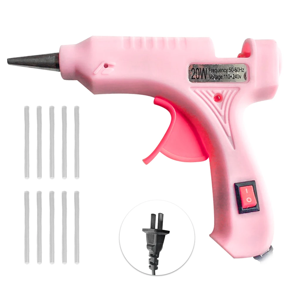 20W Hot Melt Glue Gun with 7mm 10PCS  Glue Sticks Mini Industrial Guns Heat Temperature Thermo Electric DIY Repair Tool