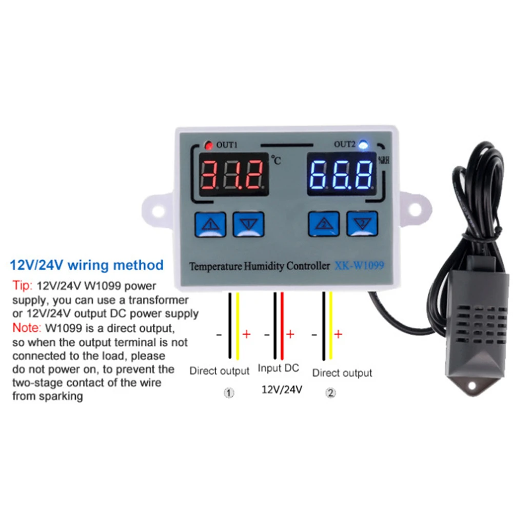 W1099 Điều Khiển Kỹ Thuật Số Nhiệt Độ Độ Ẩm Điều Khiển Humidistat Bình Giữ Nhiệt Công Tắc Điều Chỉnh Nhiệt Kế Ẩm Kế 12/24/220V