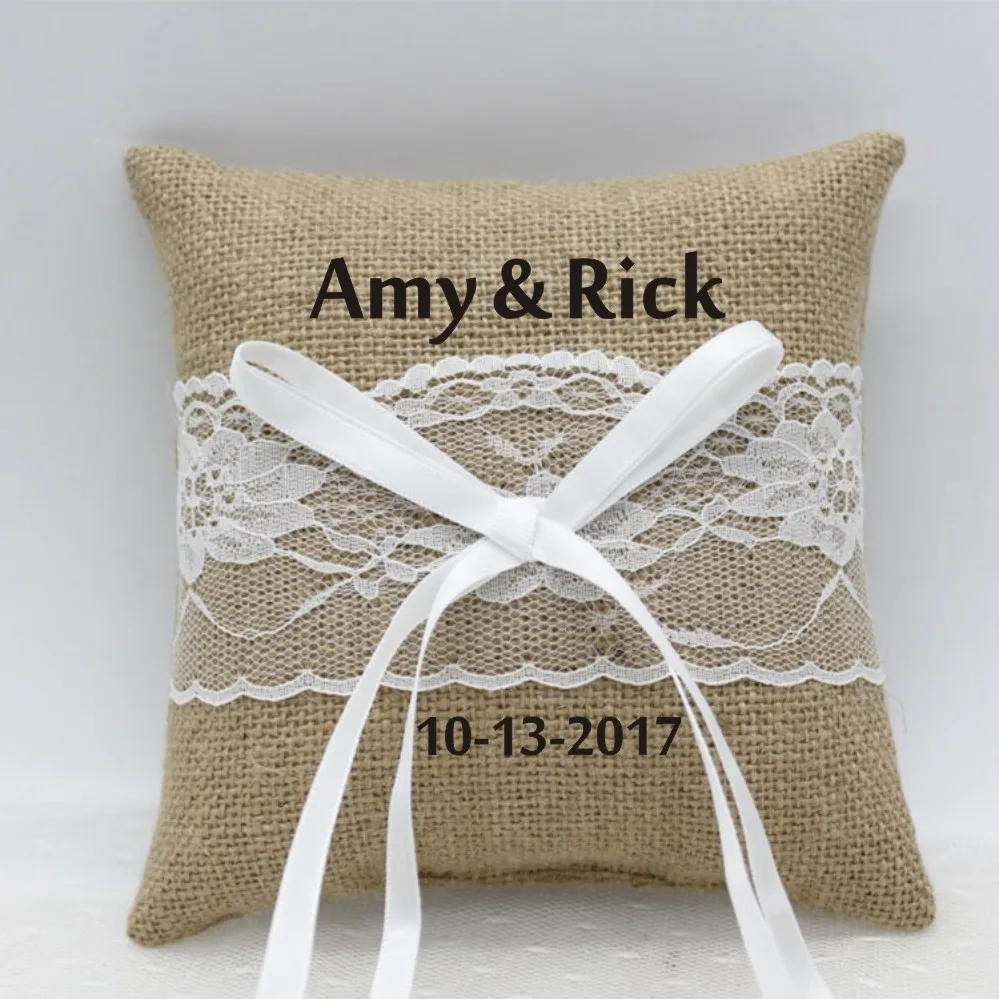 

Personalized Ring Bearer Pillow Wedding Ring Pillow Custom Name Date Bridal Party Decoration Valentine Day Festive Gift Supplies