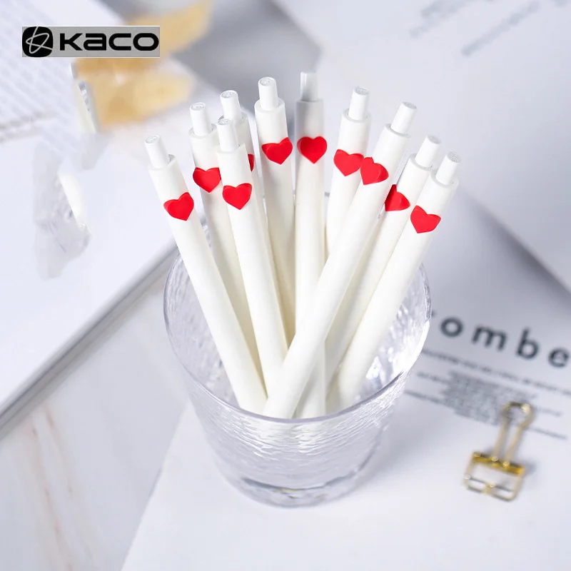 KACOGREEN LOVE Gel Pen Kaco Gel Pen  0.5mm Pen Black Ink Ballpoint pen Core Durable Signing Pen ABS Plastic