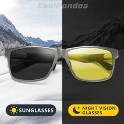 Fashion Carbon Fiber Frame Design Photochromic Polarized Sunglasses Man Day Night Vision Glasses For Men Anti-glare Driving