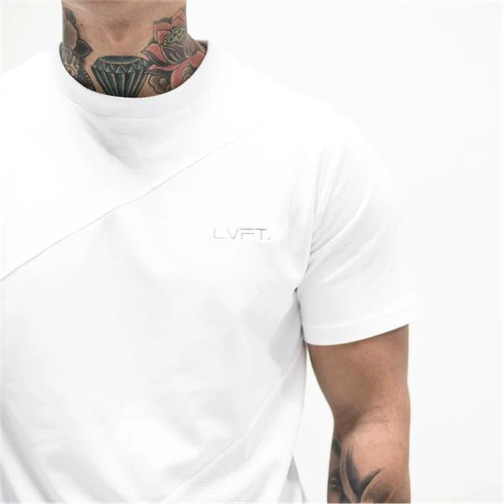 2 Colors Mens Gym Workout Slim Fit Short Sleeve T-Shirt Quick Dry Crew Neck Athletic Students Boys Running Training Fitness Tee