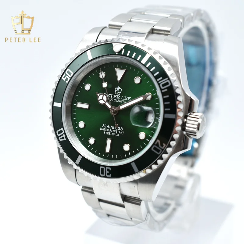 

PETER LEE Men Brand Ceramic Bezel Luminous Mechanical Designer Watch Luxury Auto Date Stainless Steel Automatic Men Wristwatch