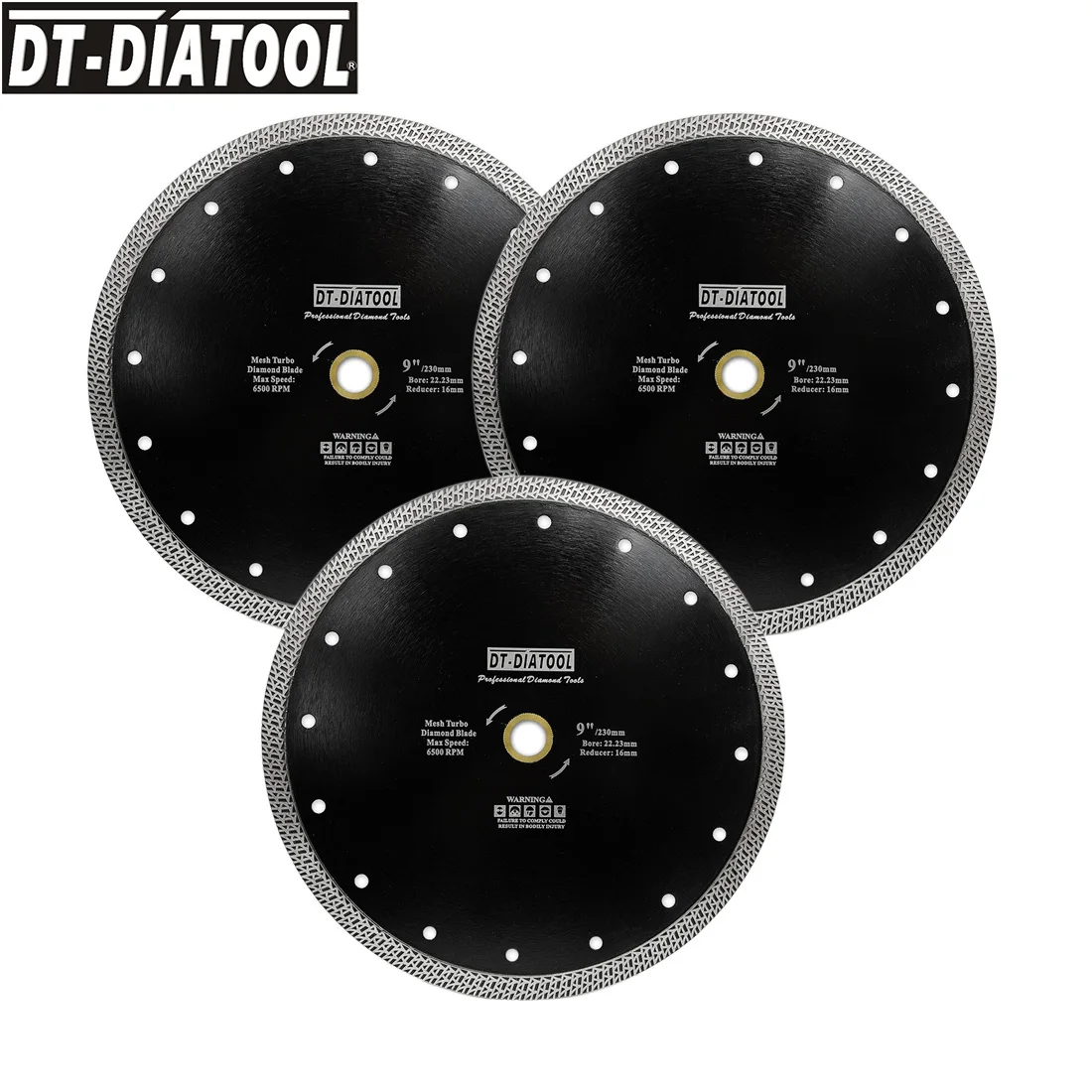 DT-DIATOOL 3 шт диаметром 180 мм/7 дюймов или 230 мм/9 дюймов горячепрессованный спеченный алмазный режущий диск Сетка турбо пила Лезвие для гранитной мраморной плитки