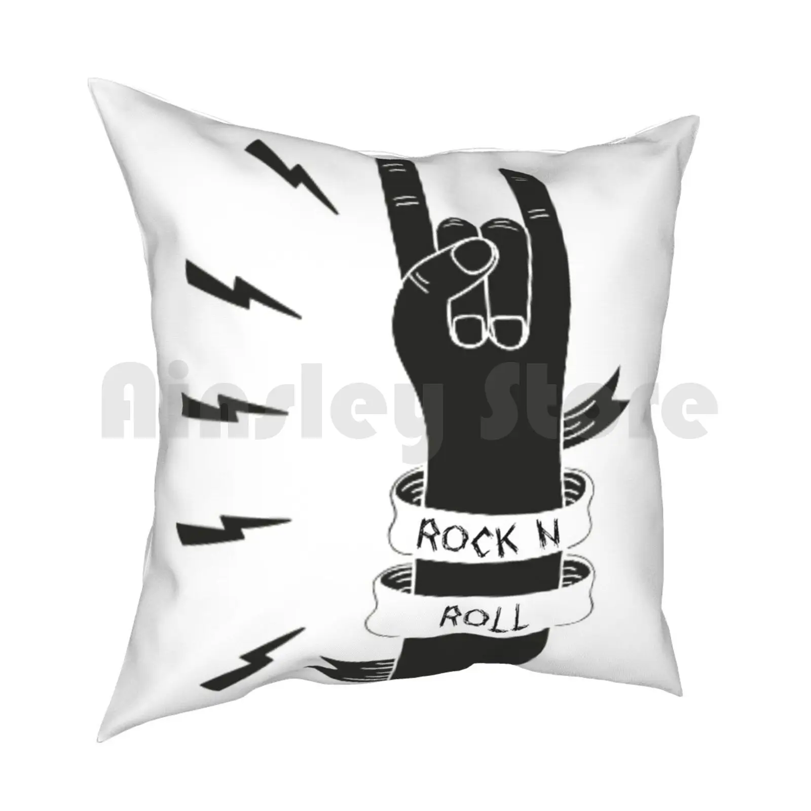 Rock N Roll Hand Design Pillow Case Printed Home Soft Throw Pillow And Roll Rocknroll Heavy Metal Music Bands