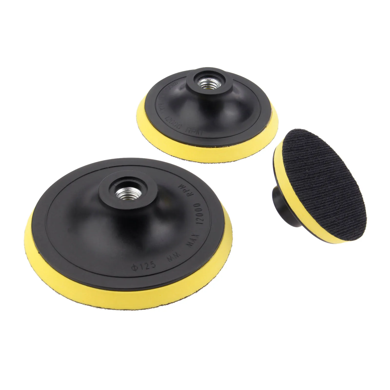 Black 3/4/5 inch Car M14 Backing Plate Pad Hook Loop Buffing Grinding Polishing Pad Dia.75mm 100mm 125mm