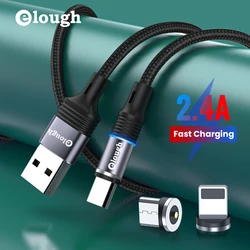Elough Magnetic Micro USB Cable For iPhone 13 12 Pro Xiaomi Mi 8 Samsung Huawei Magnet Charger Fast Charging USB Type C Cable