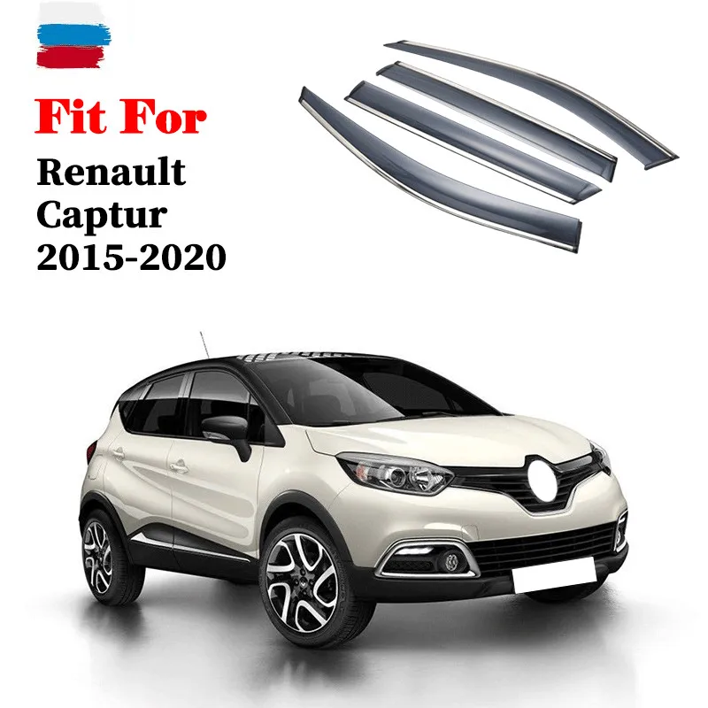 4pcs For Renault Captur 2015-2020 Car Window Sun Rain Shade Visors Shield Shelter Protector Cover Trim Frame Car Accessories