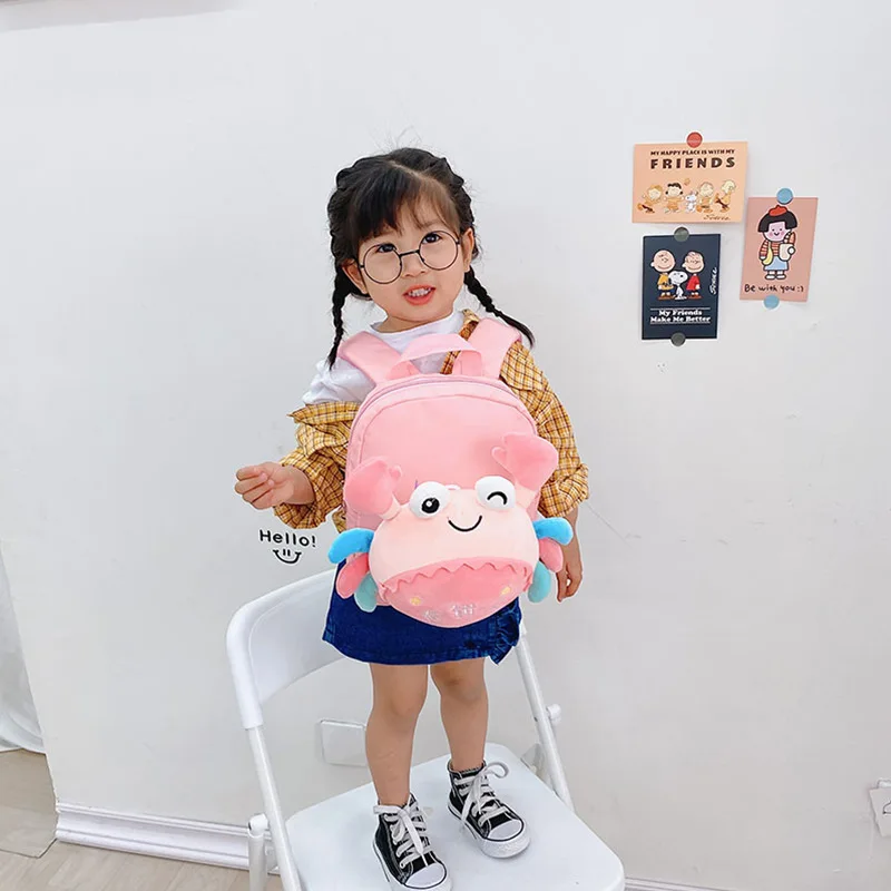 Novo kawaii caranguejo crianças do bebê da criança sacos de escola 3d dos desenhos animados animais caranguejo mochila do jardim infância para meninas meninos mochila