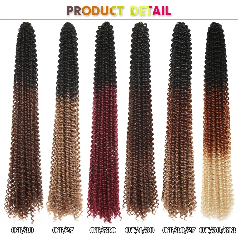 22Inch Passion Twist Crochet Hair Synthetic Water Wave Braiding Hair Extensions Pre-Looped Fluffy Hair Bohemia For Black Women