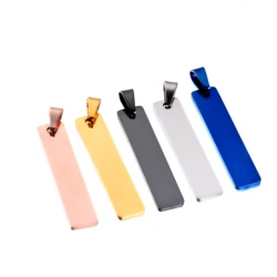 5Pcs Mirror Polish Pendants Stainless Steel Stamping Blank Dog Tags Necklace Jewelry Findings 45mm*10mm