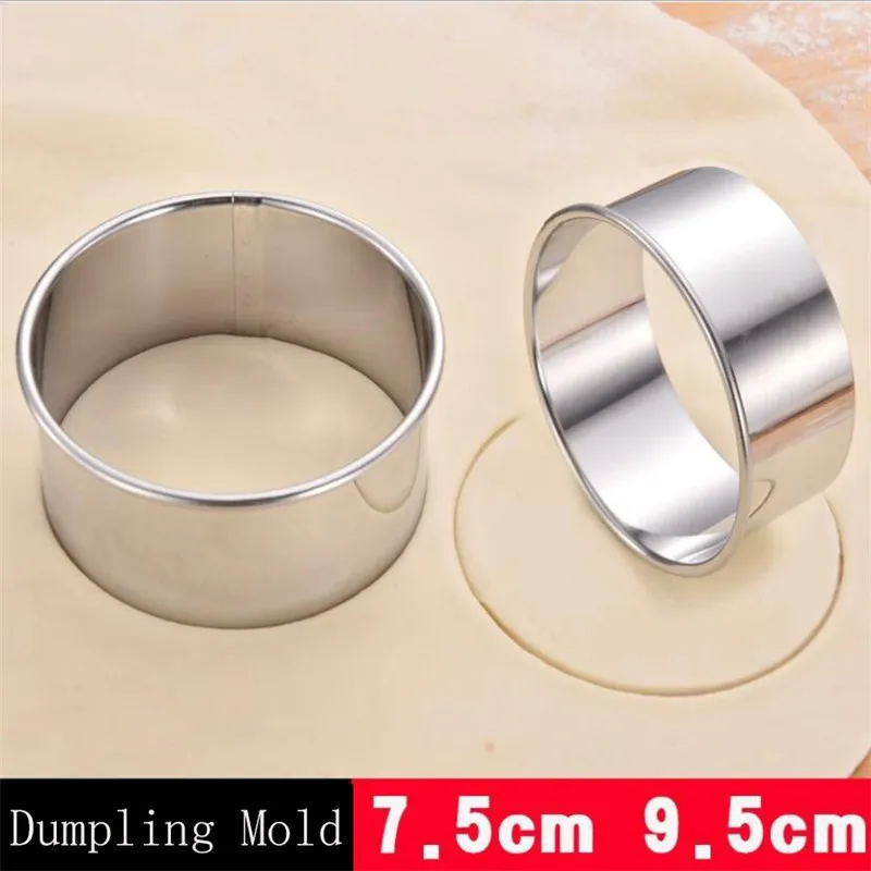 Juego de moldes para envoltorios de Dumplings redondos de acero inoxidable, herramientas para hacer cortador, envoltorio de pastelería y galletas redondas, herramienta de corte de masa, 1 ud.