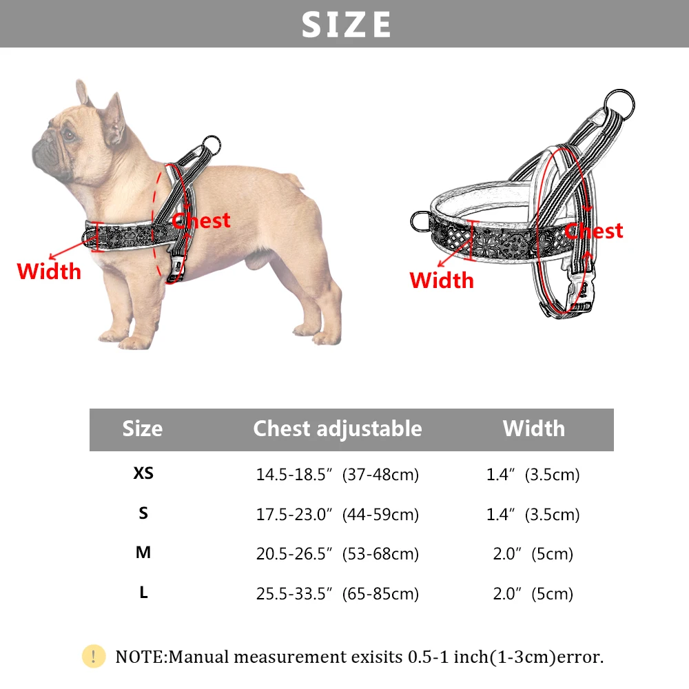 Reflective Dog Harness Nylon Soft Padded Pet Vest Warm Winter Dogs Harnesses Colorful Print Pitbull Small Large Dogs With Handle