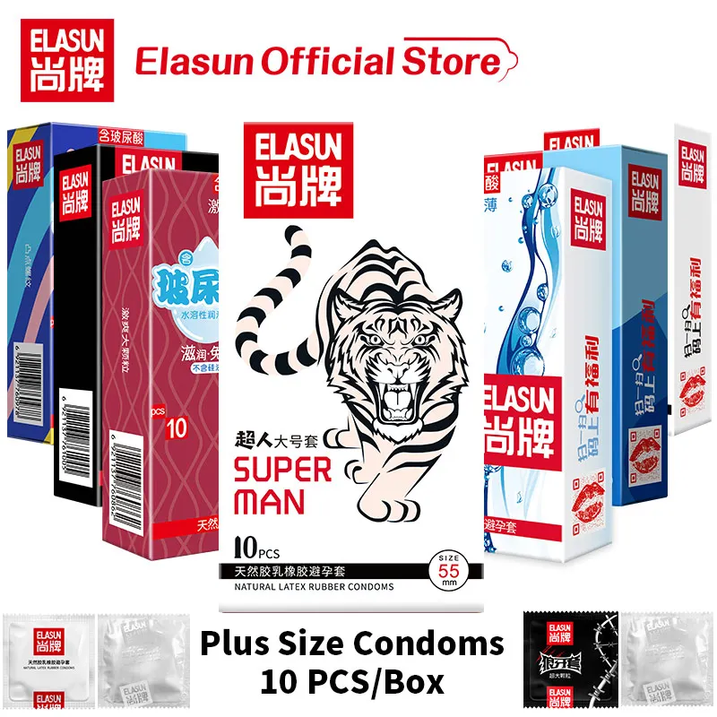 Elasun 8 Types Plus Size Condoms For Men Natural Latex Intimate Products Delay Ejaculation Oral Sex Lubricating Condom Wholesale