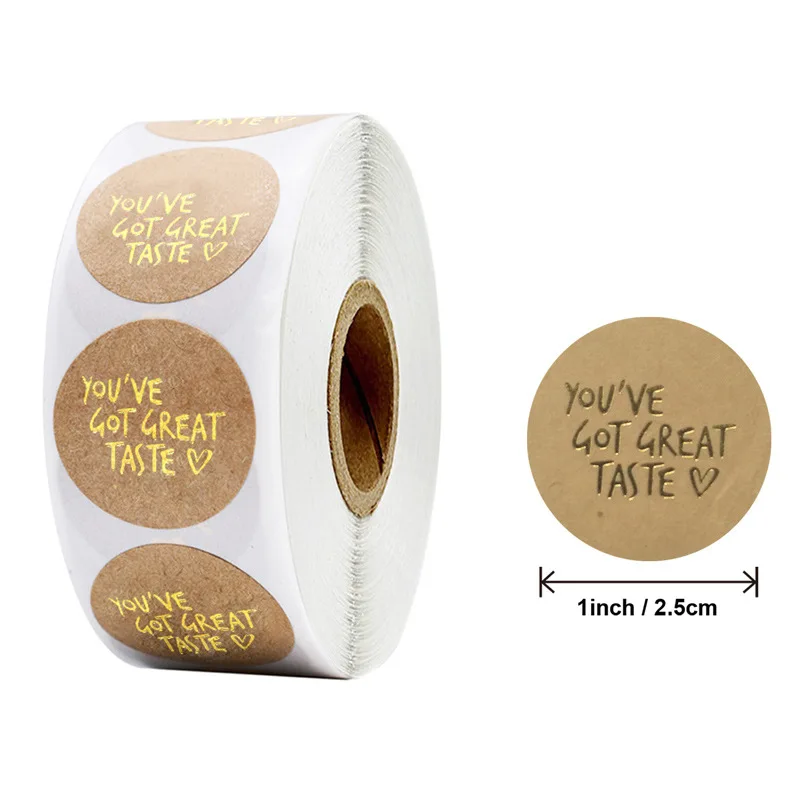 500 Labels Per Roll Round Natural Kraft Thank You Sticker Seal Labes Hand Made With Love Sticker Paper Stationery Sticker