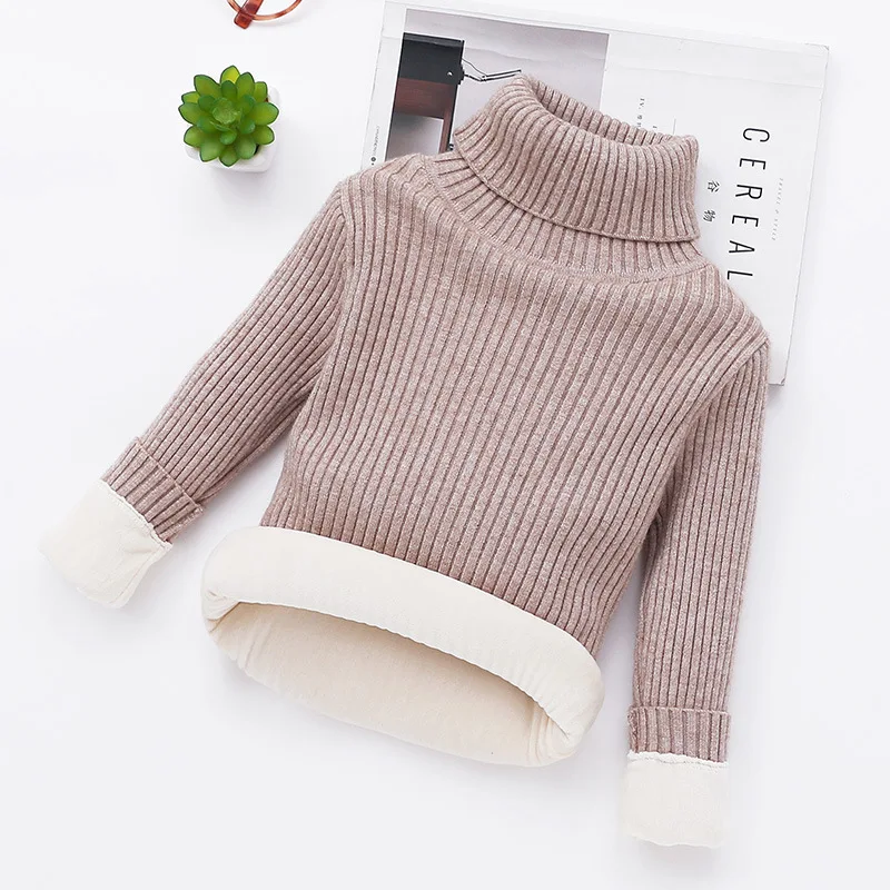 Kids Winter Knit Pullover Sweater Apparel Turtleneck For Girl Clothes Winter And Fall Children\'S Costume Plush Blouse 14 Years