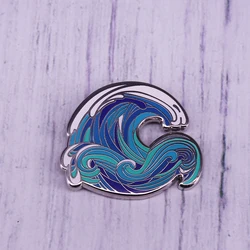 Ocean blue Waves Enamel Pin a great gift for any surf dude or wannabe wave rider
