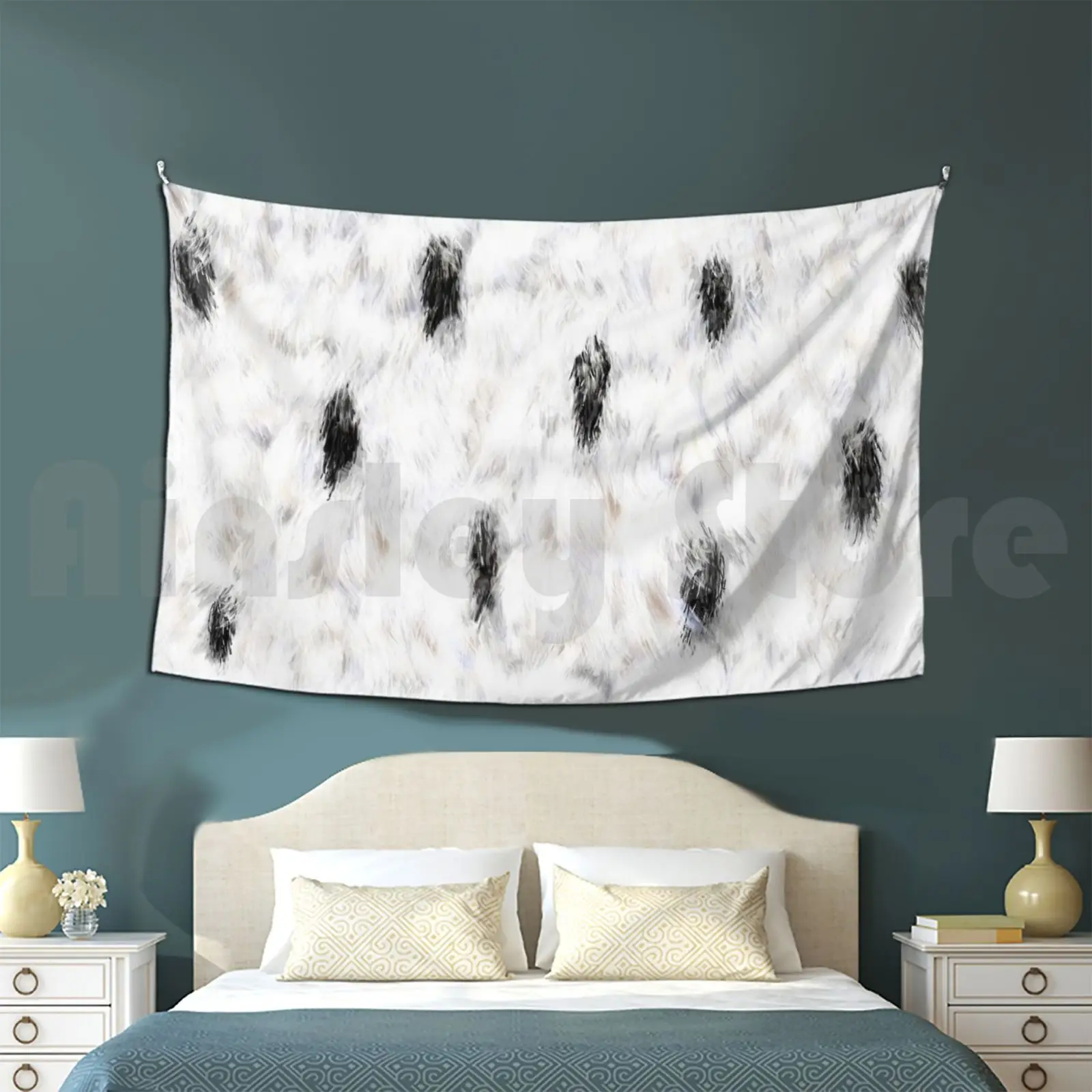 Little Princess | Faux Fur Ermine | Colsplay | Black White Tapestry Living Room Bedroom Animal Animal Faux Fur Faux