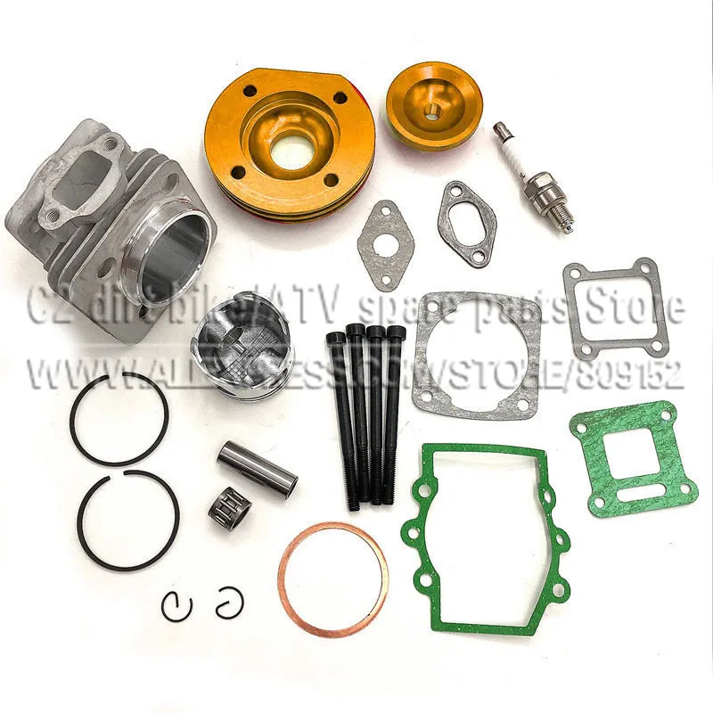 44mm Cylinder Assy Big Bore 44-6  Kit Set 2 Grooves For 47cc 49cc Mini Dirt ATV Pocket Bikes Minimoto