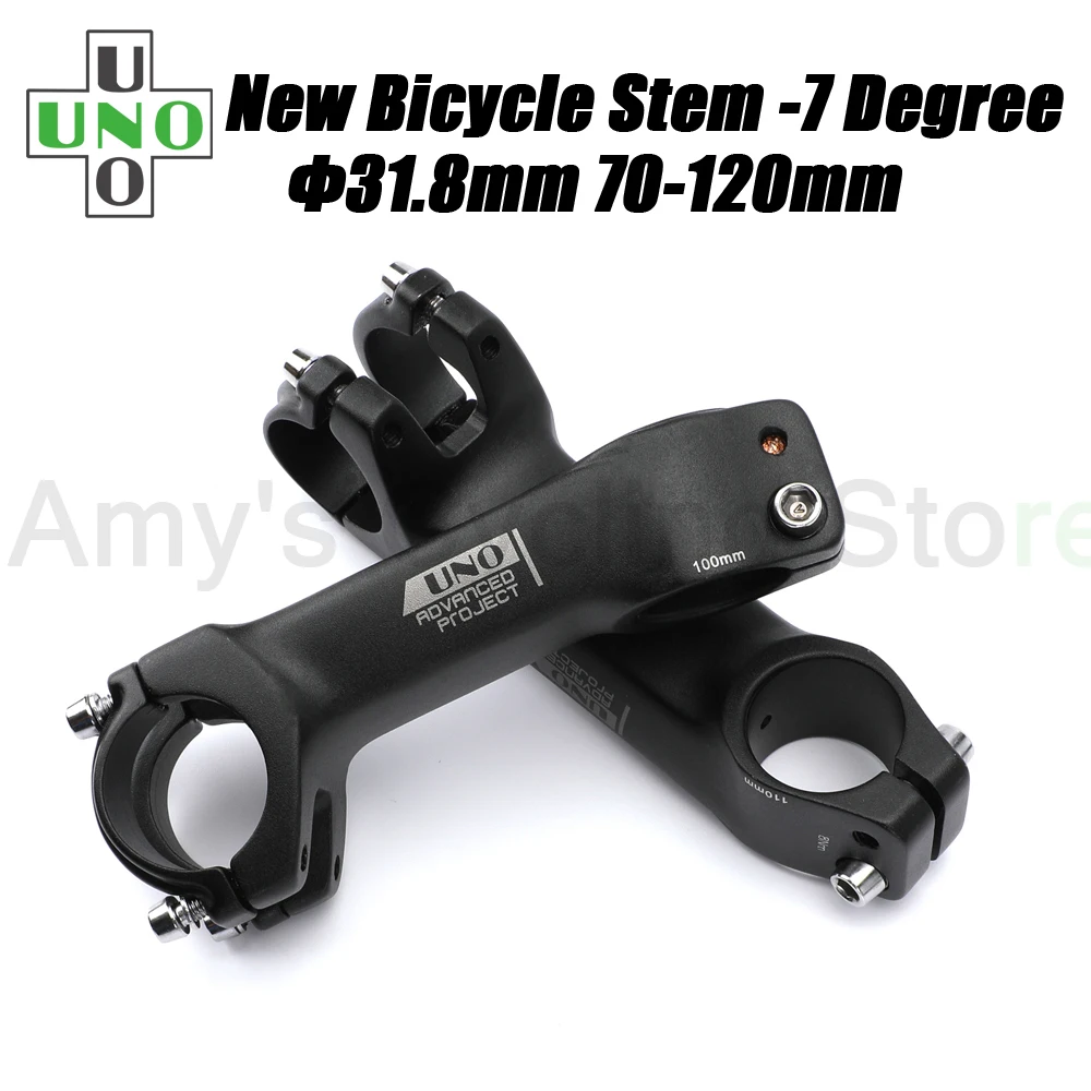 NEW UNO Bicycle Handlebar Parts MTB Stem 31.8 Bar Mount Mountain Road Bike Stem -7 Degree A Down Stem 70-120mm Bicycl Accessorie